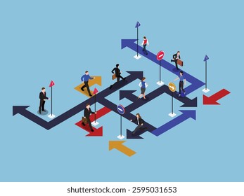 Business Decision-Making and Career Path 3d flat vector illustrations