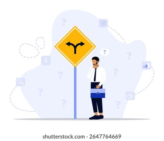 Ilustração do conceito de decisões de negócios. Adequado para landing page, ui, web, cartão de introdução do aplicativo, 
editorial, folheto e banner.