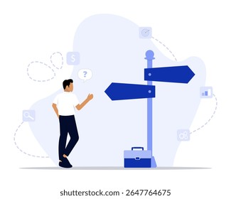Ilustração do conceito de decisões de negócios. Adequado para landing page, ui, web, cartão de introdução do aplicativo, 
editorial, folheto e banner.