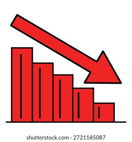 Gráfico de Declínio de Negócios com Seta para Baixo Ilustração de Vetor de Perda Financeira