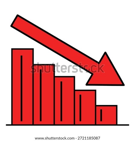 Business Decline Graph with Down Arrow Financial Loss Vector Illustration