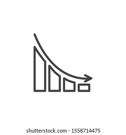 Business decline graph line icon. Decrease diagram linear style sign for mobile concept and web design. Falling graph arrow outline vector icon. Crisys symbol, logo illustration. Vector graphics