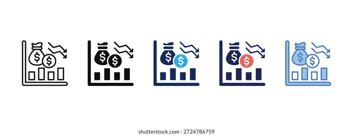 colección de icono de declive empresarial con varios estilos