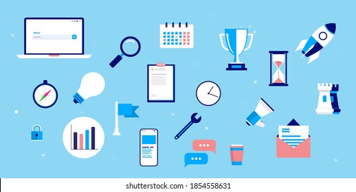 Business decorative elements - Icons and illustrations for business design in vector format.