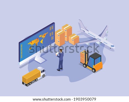 Business to business delivery 3D isometric vector concept for banner, website, illustration, landing page, flyer, etc