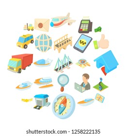Business delivery icons set. Cartoon set of 25 business delivery vector icons for web isolated on white background