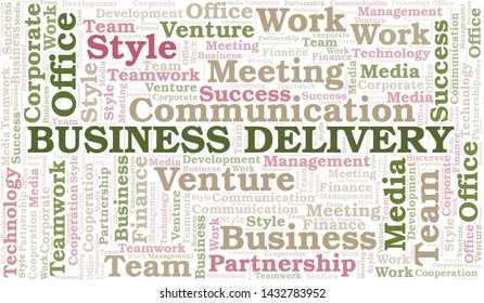 Business Delivery word cloud. Collage made with text only.