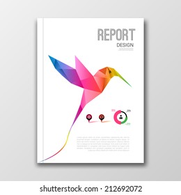 Business design background. Cover brochure book Magazine template layout mockup with colibri geometric shapes info-graphic, vector illustration colibri