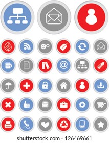 business design buttons, icons set, vector