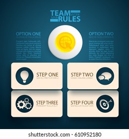 Business design concept background with description of teamwork plan options flat vector illustration