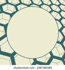Business design concept with round text field. Hexagon pattern frame