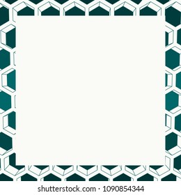 Business design concept with square text field. Hexagon pattern frame