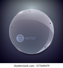 Business design concept with transparent sphere attached to dark grid background isolated vector illustration