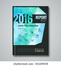 Business Design Cover Magazine info-graphic background, Aqua Marine Annual report 2016 Design template, black version vector illustration