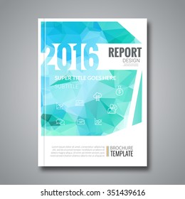 Business Design Cover Magazine info-graphic background, Aqua Marine triangular Annual report 2016 Design template, vector illustration