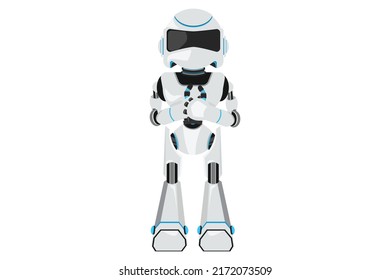 Business design drawing robot with two thumbs up gesture. Deal, like, agree, approve, accept. Future technology. Artificial intelligence and machine learning. Flat cartoon style vector illustration