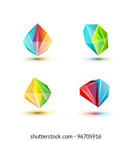 Business Design Geometric Shine Crystal Elements ( Icon ) Set For Print And Web. Vector