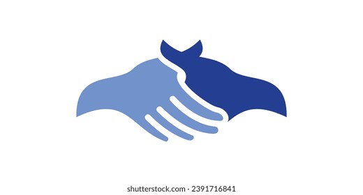 The business design logo with two -hand elements that shake each other.