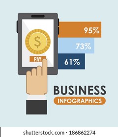 Business design over blue background, vector illustration