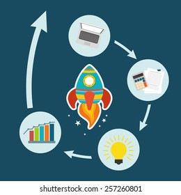 Business design over blue background, vector illustration.