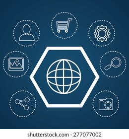 Business design over blue background, vector illustration.
