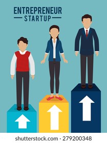 Business design over blue background, vector illustration.