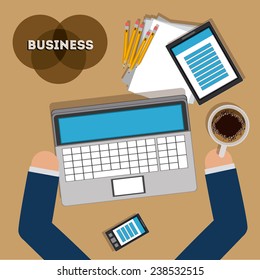 Business design over brown background,vector illustration.