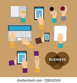 Business design over brown background,vector illustration.