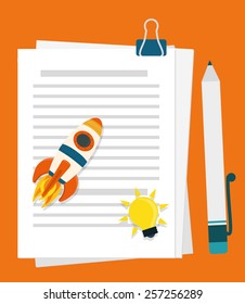 Business design over orange background, vector illustration.