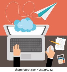 Business design over orange background, vector illustration.