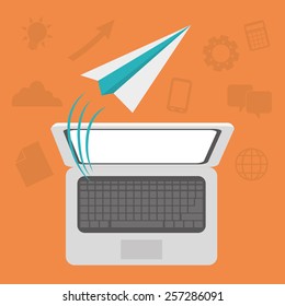 Business design over orange background, vector illustration.