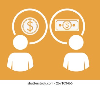 Business design over orange background, vector illustration