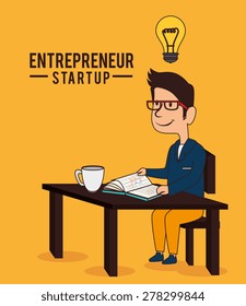 Business design over orange background, vector illustration.