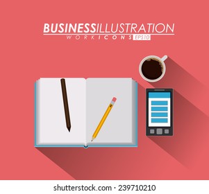Business design over pink background,vector illustration.