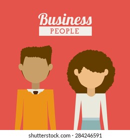 Business design over red background, vector illustration
