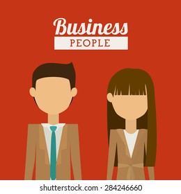 Business design over red background, vector illustration