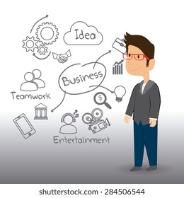 Business design over white background, vector illustration.