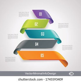 Business Design Template with bright 3d ribbones. Can be used for step lines, number levels, timeline, diagram, web design. 