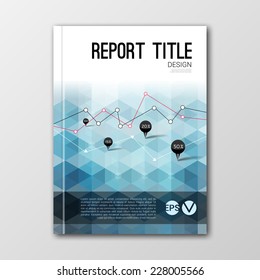 Business design template. Cover brochure book flyer magazine layout mockup geometric hexagonal polygons, vector illustration