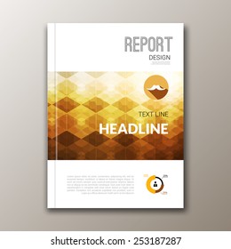 Business design template. Cover brochure book flyer magazine layout mockup geometric hexagonal polygons, vector illustration