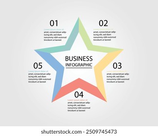 Modelo de design de negócios para uma faixa infográfica com diagramas circulares com forma de estrela