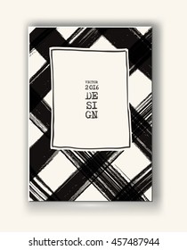 Business design templates. Abstract grunge pattern checkered textures. Brochure with Monochrome Cell Backgrounds. Wallpaper with empty space for your text. Vector hand drawn plaid illustration