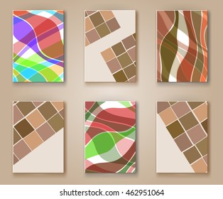 Business design templates. Abstract pattern square and wave textures. Brochure with Color Retro Backgrounds. Wallpaper with empty space for your text. Vector hand drawn illustration