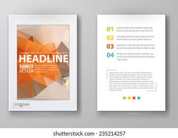 Business design templates. Brochure with Multicolored Polygonal Mosaic Backgrounds. Geometric Triangular Abstract Modern Vector Illustration.