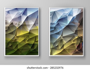 Business design templates. Brochure with Multicolored Polygonal Mosaic Backgrounds. Geometric Triangular Abstract Modern Vector Illustration.