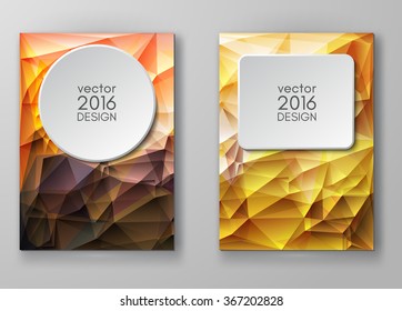 Business design templates. Brochure with Multicolored Polygonal Mosaic Backgrounds. Geometric Triangular Abstract Modern Vector Illustration.