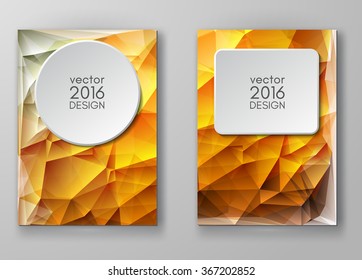 Business design templates. Brochure with Multicolored Polygonal Mosaic Backgrounds. Geometric Triangular Abstract Modern Vector Illustration.