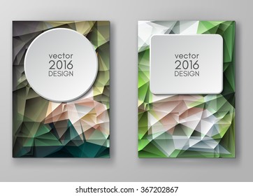 Business design templates. Brochure with Multicolored Polygonal Mosaic Backgrounds. Geometric Triangular Abstract Modern Vector Illustration.