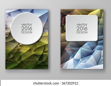 Business design templates. Brochure with Multicolored Polygonal Mosaic Backgrounds. Geometric Triangular Abstract Modern Vector Illustration.