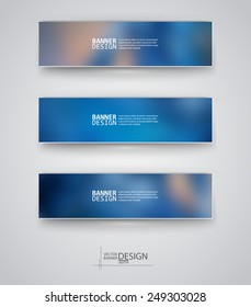 Business design templates. Set of Banners with Multicolored Blured Backgrounds. Unfocused Abstract Modern Vector Illustration.